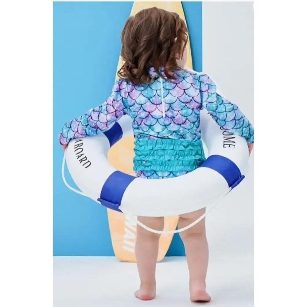 Mermaid Baby/Toddler Girls Size 12-18 months Rash Guard Swimsuit Long Sleeve One